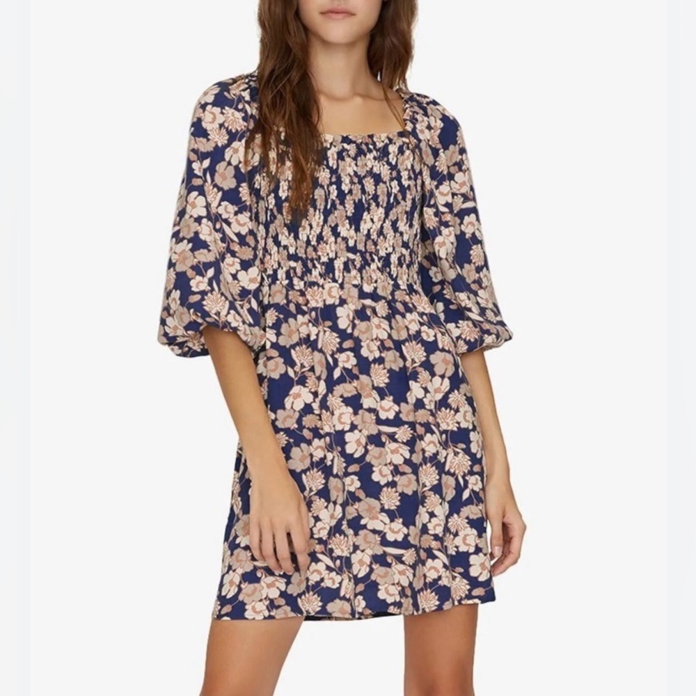 Sanctuary Marina Floral Smocked Bodice Ruched Flowy Dress